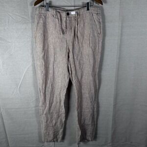 Galeries Lafayette Mens 100% Linen Drawstring‎ Trousers Tan Beige Size L